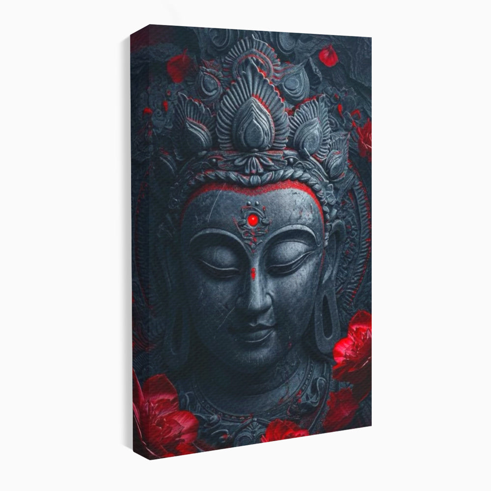 Tablou canvas cu tablou canvas cu capul lui buddha, fara rama, pe sasiu de lemn